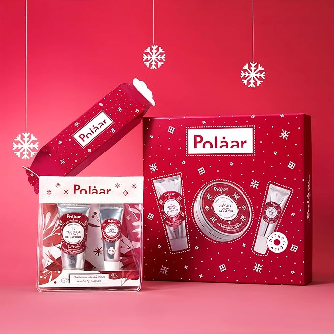 Polåar - The Genuine Lapland Cream with 3 Arctic Berries Gift Set - Hand Cream + Face Cream + Lip Balm - 3 Natural Moisturizing Skin Care - Vegan, Cruelty Free, Made in France