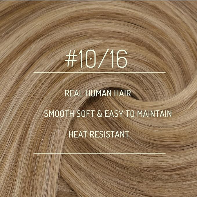 RUNATURE Clip in Hair Extensions Real Human Hair 150g 7pcs Dark Blonde Clip in Hair Extensions 24 Inch Long Straight Hair Can Be Styled #10P16 Dark Blonde Highlight Caramel Blonde