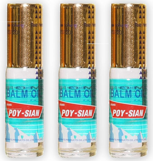POY-SIAN Thai Pim-Saen Balm Oil 5ml Roll-On (Pack of 3)