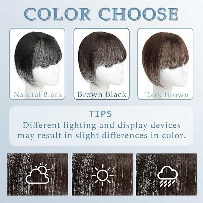 Clip in Bangs Real Human Hair 360° Cover French Bangs Brown Black Bangs Hair Clip 3D Fake Bangs with Fringe Hairpieces for Women Daily Wear