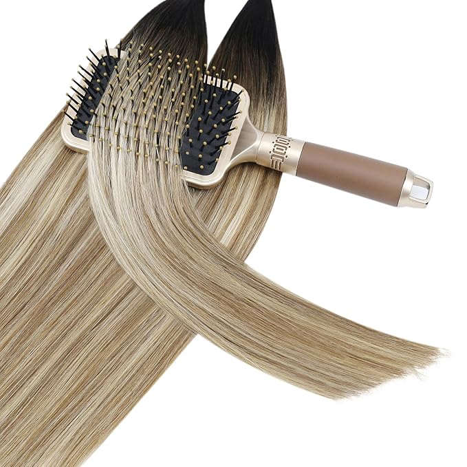 YoungSee U Tip Hair Extensions Human Hair Balayage U Tip Hair Extensions Ombre Dark Brown to Brown with Blonde K Tips Hair Extension Real Human Hair Silky 18In Balayage Utip Remy Hair 1g/s 50g