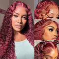 20 Inch 99J Burgundy Lace Front Wigs Human Hair 13x6 Hd Deep Wave Lace Front Wigs Human Hair Pre Plucked Red Colored Frontal Curly Wig For Women