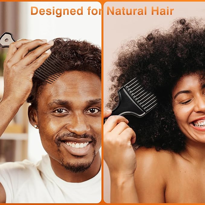 SALONSILK 5Pcs Combs for Men, Hair Pick Comb Set for Afro Black Mens Curls, Wide Tooth Medium Toothed Styling Dressing for Twist Detangler Natural Hair