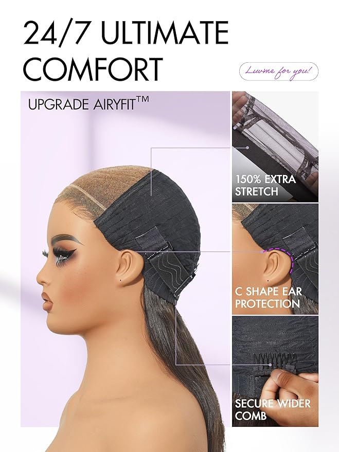 LUVME HAIR 7x6 HD Lace All-Day Comfort Wig 200% Density Hair PartingMax Lace Wigs Highlight Color Loose Body Wave Lace Front Wigs Human Hair Pre Cut Plucked Lace Frontal Glueless 16 Inches Mix Brown