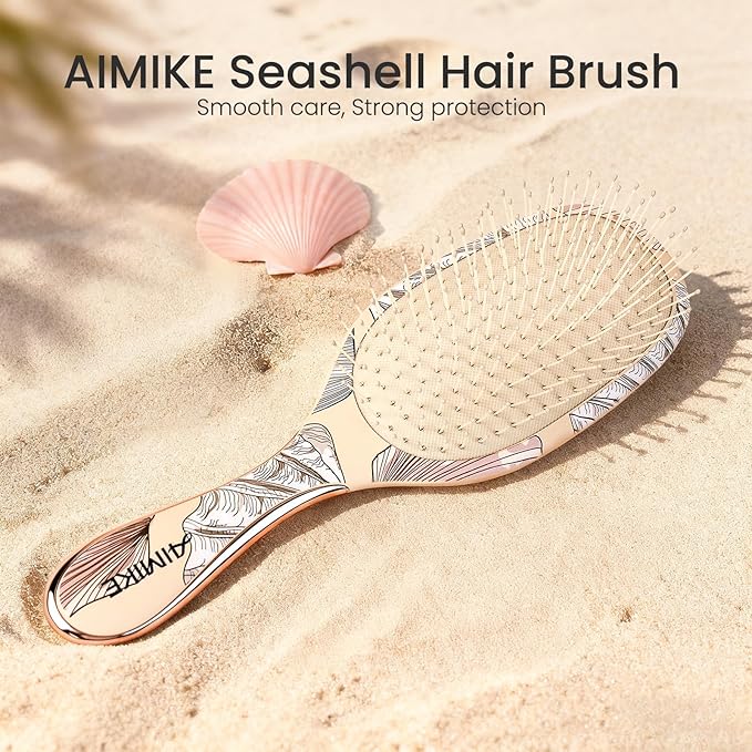 AIMIKE Paddle Hairbrush for Women & Kids – Gentle Hair Brush Detangler for Fine Hair, Soft Flexible Bristles Smooth Knots Painlessly, Makes Brushing Fun for Kids, Works on Wet Dry Hair