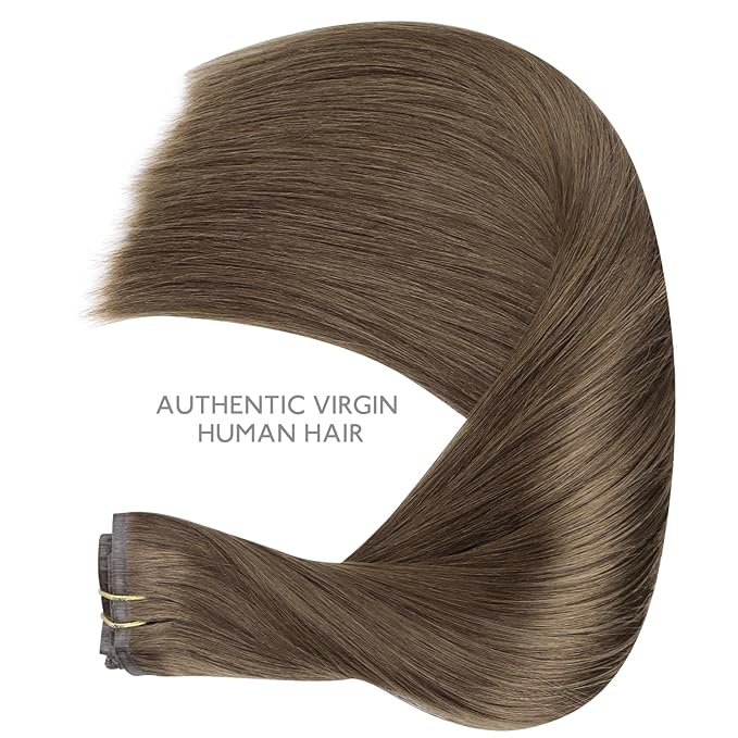 WENNALIFE Seamless Clip In Hair Extensions Human Hair, 20 Inch 150g 7pcs Light Ash Brown Real Hair Extensions Clip in Human Hair Invisible PU Skin Weft Natural Remy Human Hair Extensions