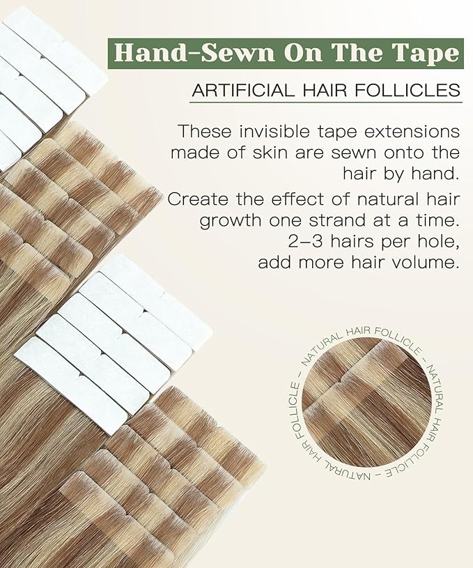 SURNEL Injected Seamless Tape in Hair Extensions 14 Inch Golden Brown to Caramel Blonde Seamless Remy Invisible Tape in Extensions 20 Pcs 30g(#102727,14)