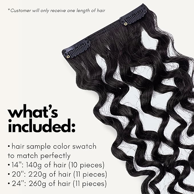 Irresistible Me 3A Curls Real Human Hair Extensions Clip Ins – 100% Human Hair Clip In Extensions for Length & Volume – Invisible Extension – Heat Resistant & Dyeable –Natural Black, 24 Inches