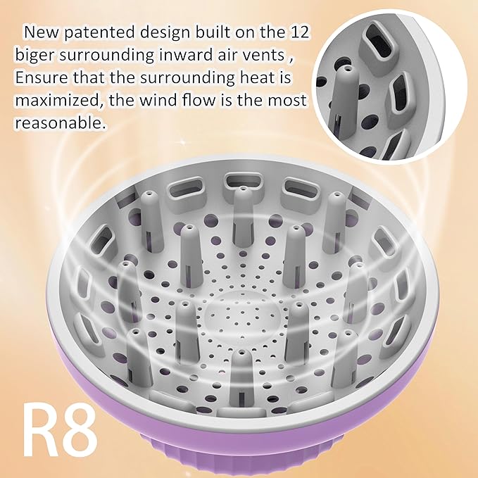 Hair Difuser Attachment Universal Diffuser Hair Dryer for 1.4-inch to 2.4-inch Blow Dryer, Hair Diffuser for Curly Hair and Natural Wavy Hair (Purple)