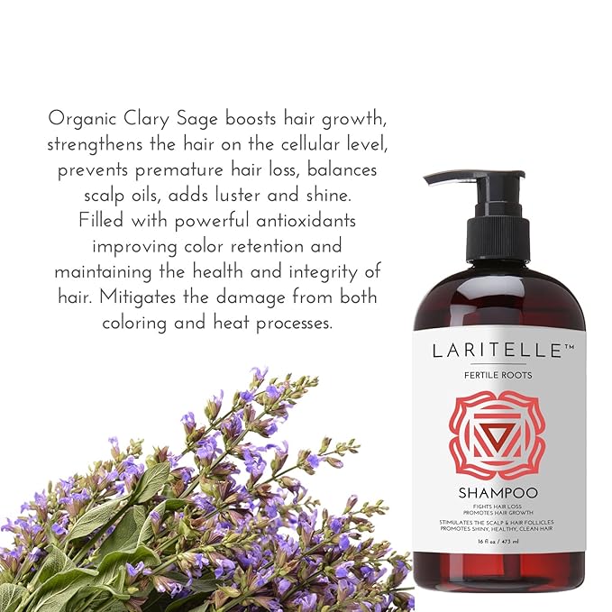 Laritelle Organic Hair Growth Set | Fertile Roots Shampoo + Conditioner + Leave-In Treatment | Follicle Stimulating Rosemary, Ginger & Clove | Anti-Hair Loss, Strengthening, Nourishing | USA made