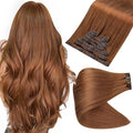 Full Shine Clip in Hair Extensions 20 Inch Human Hair Copper Remy Clip in Extensions Real Human Hair Red Hair Extensions Pu Weft Invisible Straight Hair Extensions Real Human Hair Clip ins 120G 8 Pcs