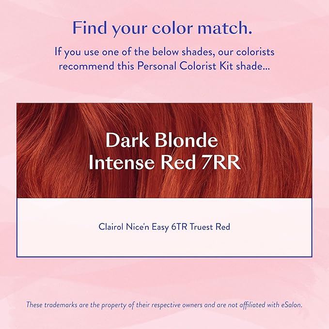 eSalon Permanent Hair Color & Hair Dye Complete Kit - Personal Colorist Kit for Up To 100% Gray Coverage for All Hair Types - Professional-Grade Ammonia-Free Hair Dye (Dark Blonde Intense Red 7RR)