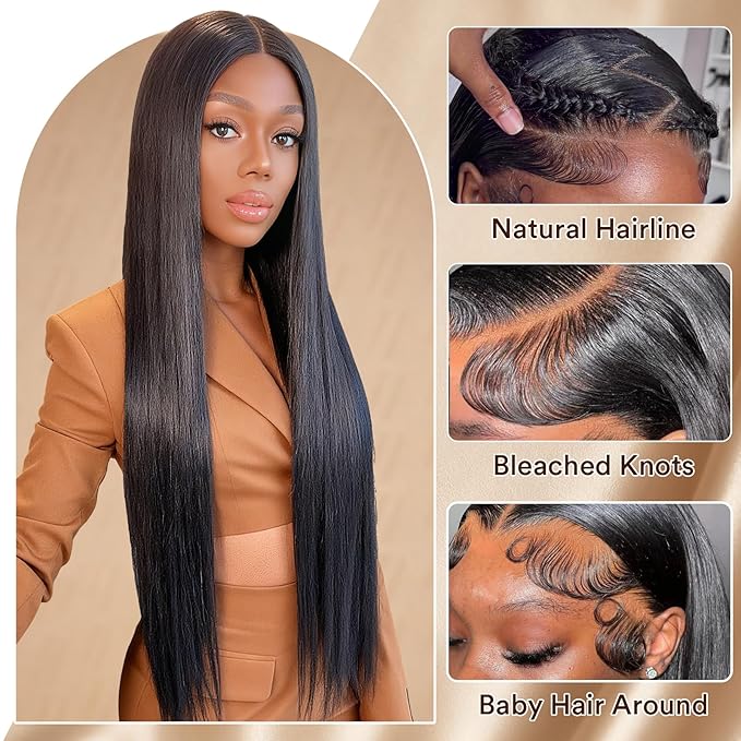 13X6 Lace Front Wigs human hair, 100% Real Human Hair,[More 1 Year Life,210-310g], Straight Wigs Human Hair Pre Plucked Glueless Wigs Human Hair for Women (26Inch)