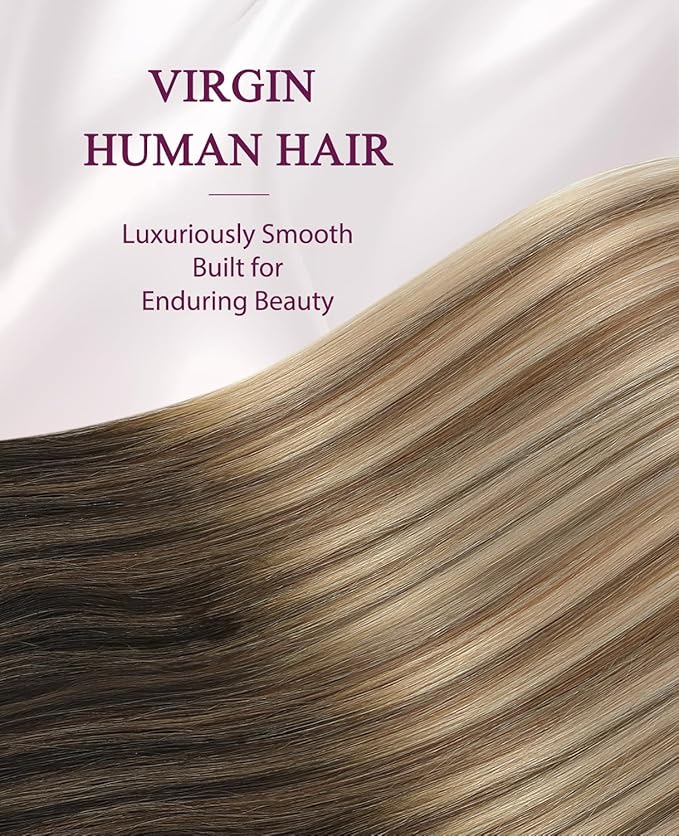 Pinkpearl Invisible Tape in Hair Extensions Human Hair, 20pcs 14inch 40g #2/6/18 Balayage Dark Brown to Chestnut Brown and Ash Blonde Injection Tape in Extensions Real Remy Human Hair Injected