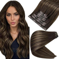 Full Shine Hair Clip in Extensions 20 Inch Invisible Clip in Hair Extensions Balayage Ombre Dark Brown to Light Brown with Honey Blonde Thick Ends 8 PCS 120 Grams