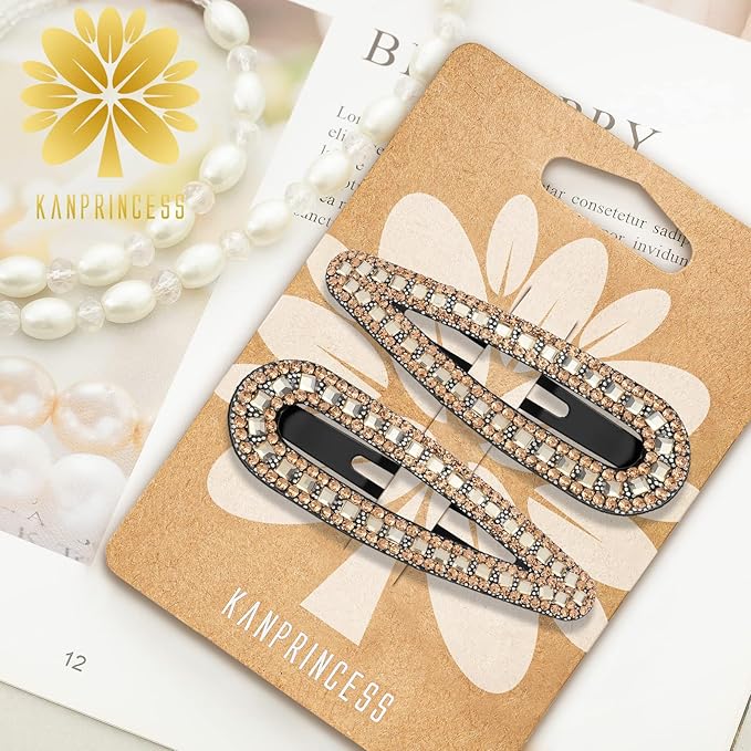 2PCS Rhinestone Hair Clips,Snap Hair Accessories,Decorative Hair Clips,Rhinestone Barrettes For Women Girls(SET15)