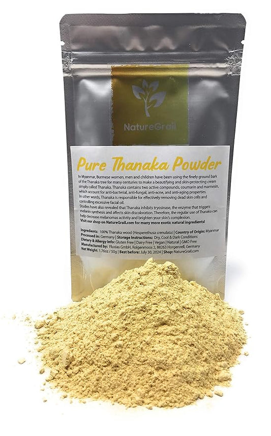 Pure Thanaka Powder - Tanaka From Thailand - Ingredients: 100% Thanaka Wood Powder (Hesperethusa Crenulata) - Net Weight: 1.76oz / 50g