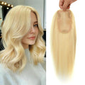 14 Inch Length Hair Toppers for Women with Thinning Hair, 3x5 Inch Injected Silk Base 130% Density Hairpieces #613 Bleach Blonde