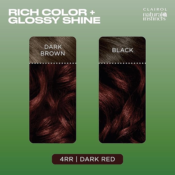 Clairol Natural Instincts Demi-Permanent Hair Dye, 4RR Dark Red Hair Color, Pack of 3