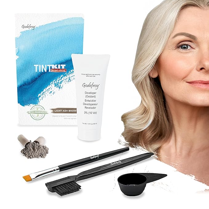 Godefroy Hair Color Tint Kit for 100% Gray Coverage, Light Ash Brown, 20 Applications, Long-Lasting Root Touch-Up for Men & Women, Pre-Measured Capsules, No Waste, DIY Salon-Quality Results at Home