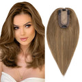 SEGO Real Human Hair Topper for Women, No Bangs Hair Topper with Anti-Slip Clips (12 Inch#6 Light Brown)