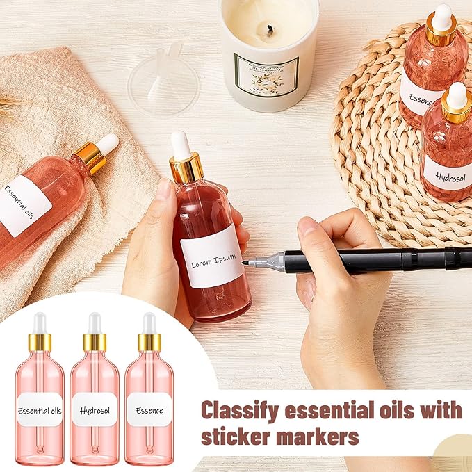 Tessco for you 20 Pack 3.4 oz Glass Dropper Bottles with Glass Eye Droppers for Essential Oils, Empty Oil Bottles with Funnel, Labels and Pipette for Hair Oils Perfume Cosmetic Travel(Pink)