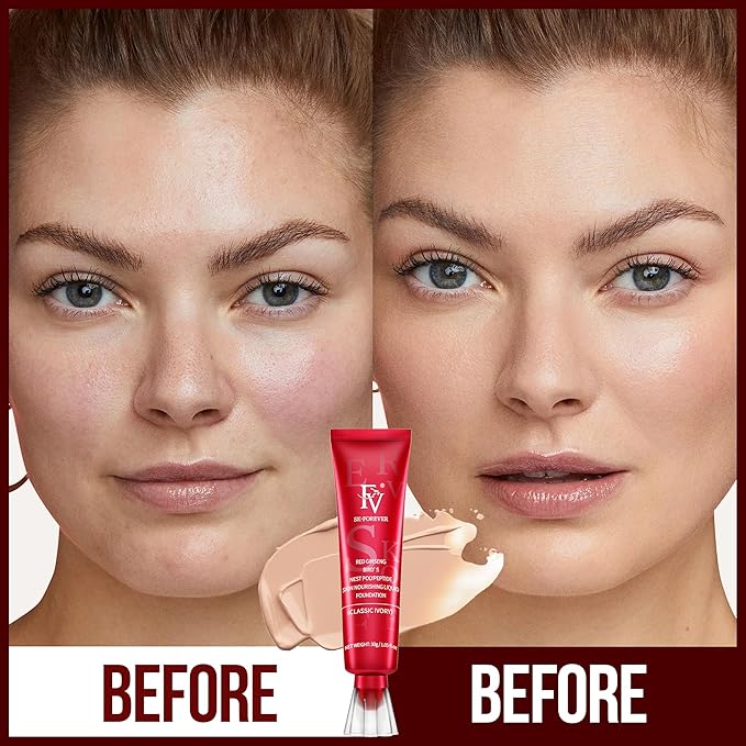 FV Waterproof Foundation with Medium Coverage, Oil-free & Long Lasting, Lightweight, Matte Foundation for Oily/Normal Skin, Sweat-resistant Liquid Makeup Foundation for Face, 30g, Classic Ivory