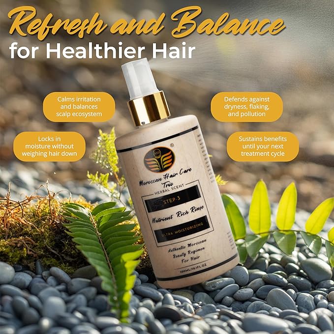 Dry Scalp Treatment for Women – 3-Step Scalp & Follicle Care System – Argan Oil Blend Hair Treatment, Herbal Cleansing Shampoo & Nutrient Rich Rinse – Soothes Itch, Reduces Flakes, Sulfate-Free