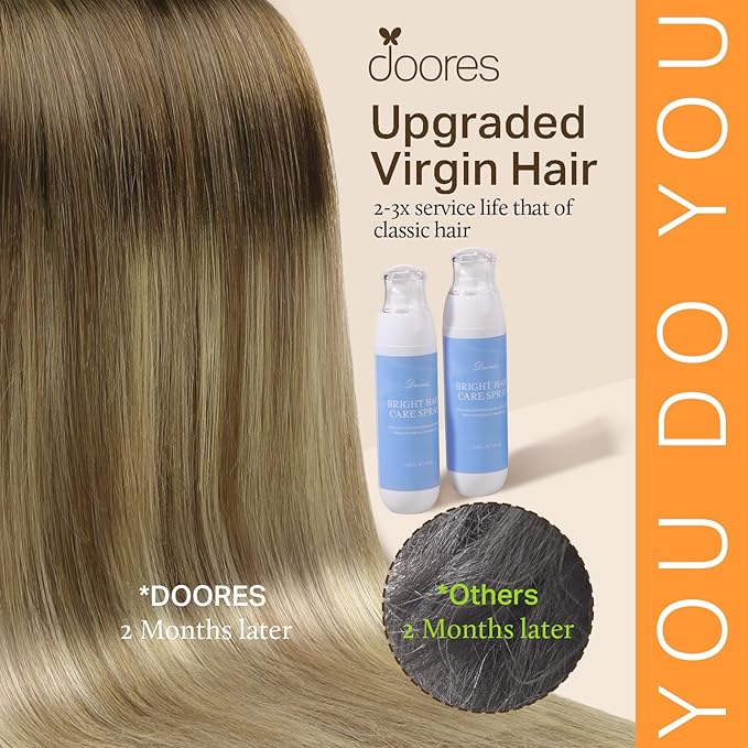 DOORES Clip in Hair Extensions, Chocolate Dip Color Melt 24 Inch 150g 9pcs, Remy Hair Extensions, Human Hair, Natural Straight Thick