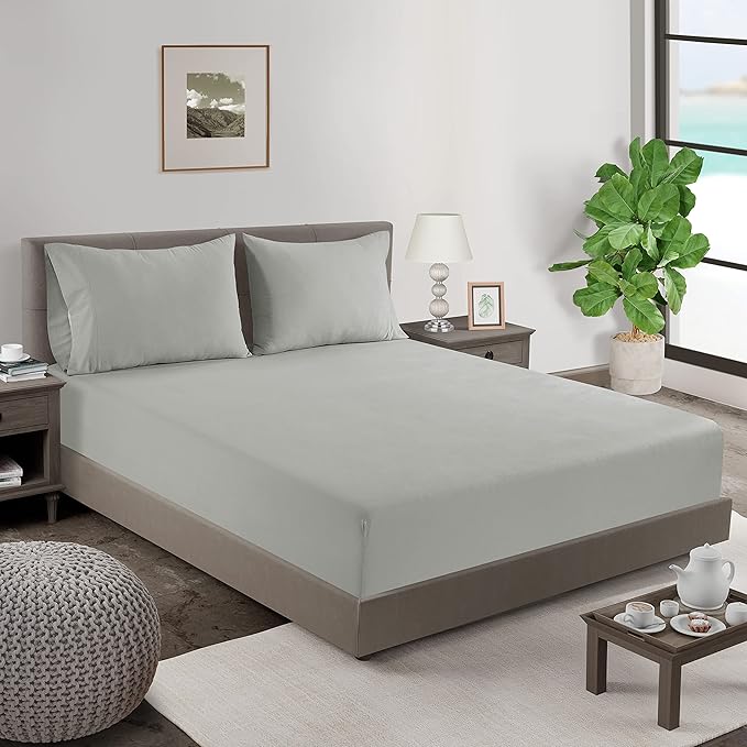 Lane Linen 100% Organic Cotton Pillow Cases Standard Size Set of 2 (20"x26") - Cotton Pillowcases Standard Size - Soft Sage Green Pillow Cases Set of 2 - Standard Pillow Case Pack of 2 - Mineral