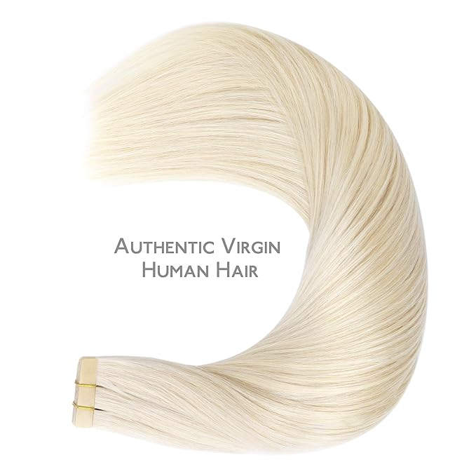 WENNALIFE Tape in Hair Extensions Human Hair, 20pcs 30g 10 inch Platinum Blonde Remy Hair Extensions Straight Skin Weft Extensiones De Cabello Humano