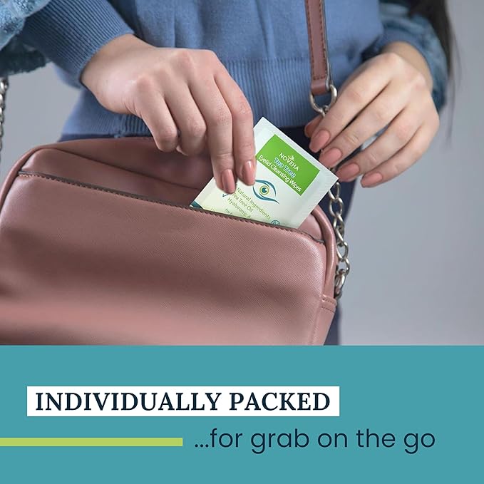 NOVEHA 120Pcs Tea Tree Oil Eyelid & Lash Wipes With Hyaluronic Acid, Green Tea & Chamomile For Blepharitis & Itchy Eyes, Individually Wrapped Eyelash Wipes, Natural Makeup Remover & Cleanser (2 Pack)