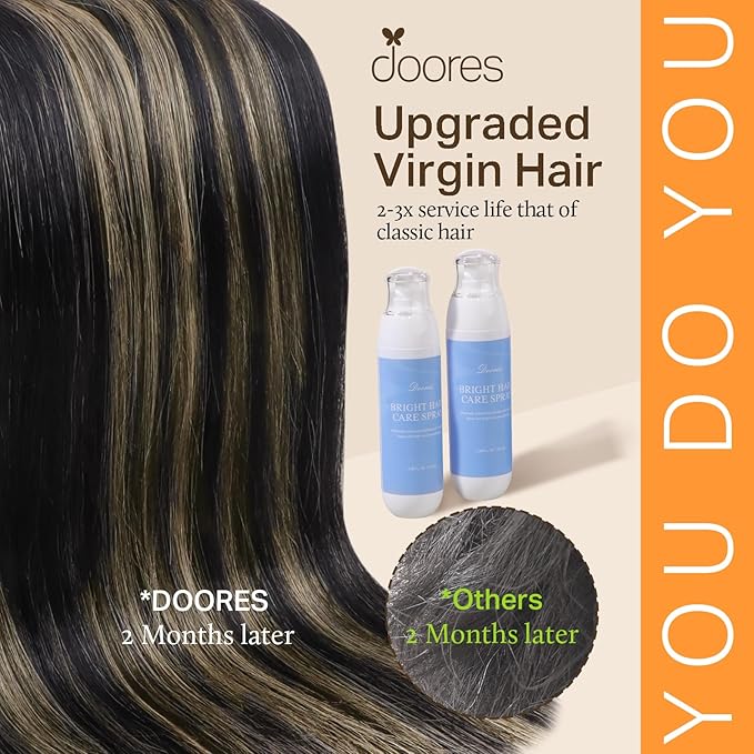 DOORES Hair Extensions Real Human Hair, Balayage Natural Black to Light Blonde 16 Inch 135g 7pcs, Straight Thick Extensions Clip ins for Women Natural Weft