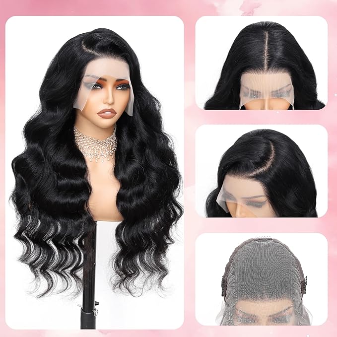 26 Inch Body Wave Lace Front Wigs Human Hair 13x4 HD Transparent Lace Front Wigs for Black Women Glueless Frontal Wigs Human Hair 200 Density Pre Plucked
