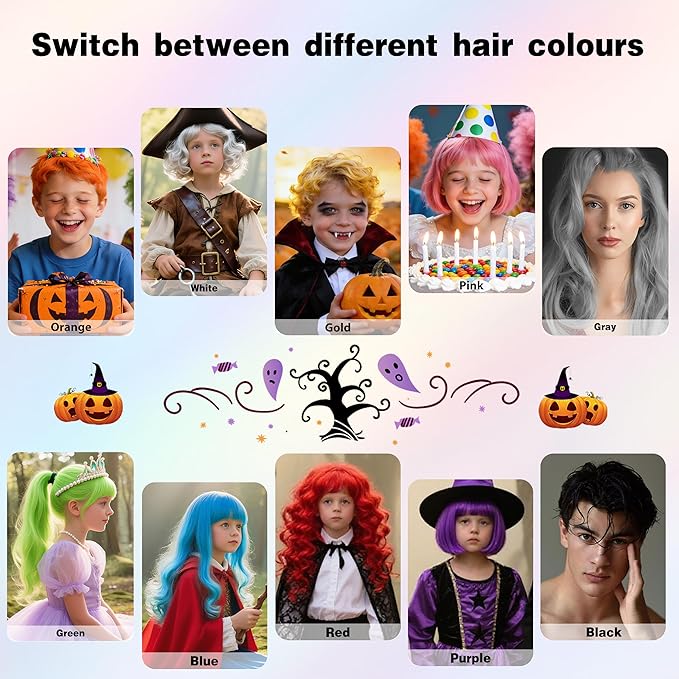Black Temporary Hair Color Spray for Kids, Instant Colored Hair Dye Alternative for Girls Boys Women Men, Disposable Washable, Quick Styling for Party Cosplay Christmas Halloween, 150ml