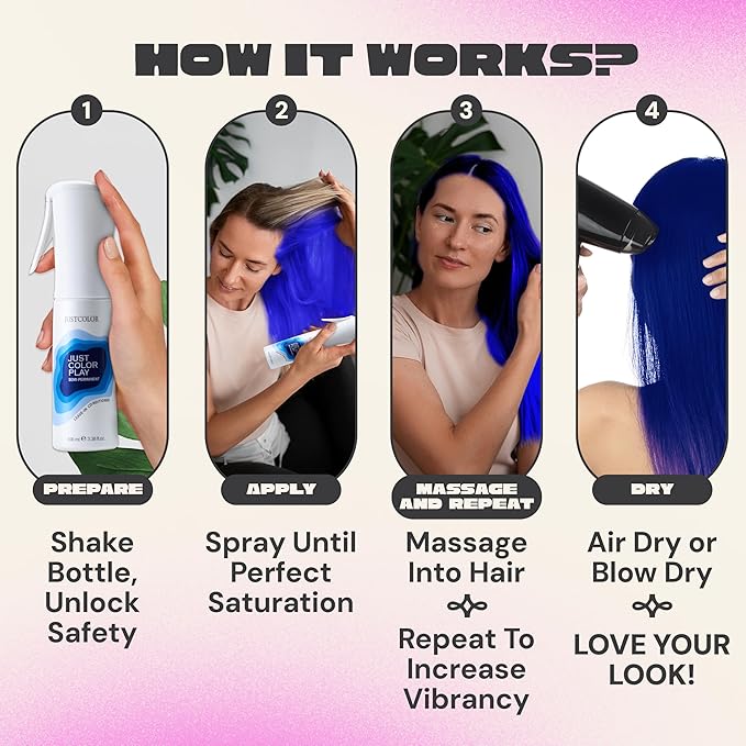 Just Color Hair Dye Spray | Semi-Permanent | 10-Minute Process | Custom Color Options | Clementine Orange | Leave in Conditioner | Ammonia & PPD Free | Lasts 8-12 Washes | Pack of 2