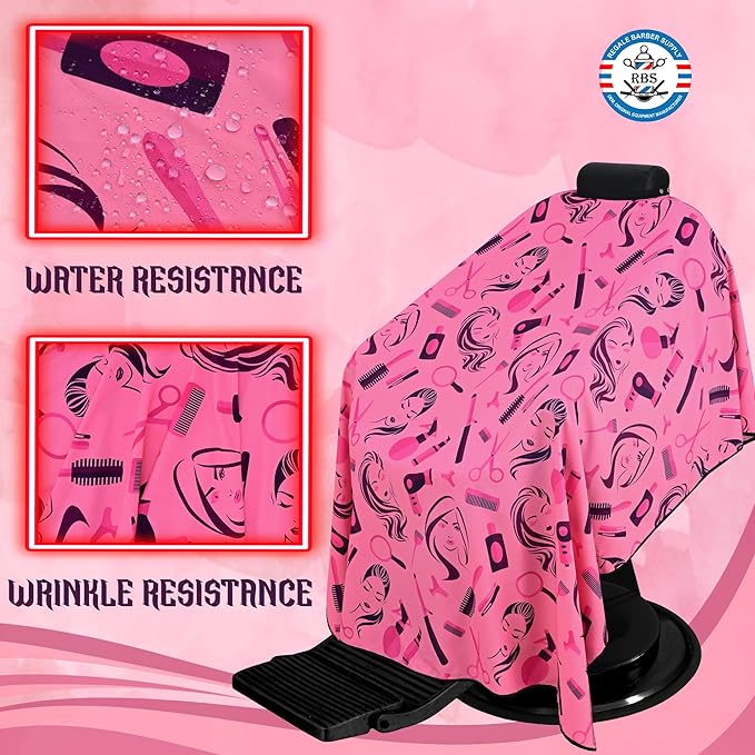 Professional Hairstylist And Shampoo Salon Cape, Waterproof & Stain Resistant Cape, Soft Neckband, Durable & Reusable Client Cover & Comfort Material, Rose Pink