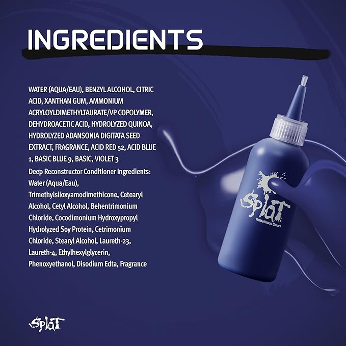 Splat Vegan and Cruelty-Free Semi-Permanent Hair Color Dye (6 Fl Oz, MIDNIGHT INDIGO)