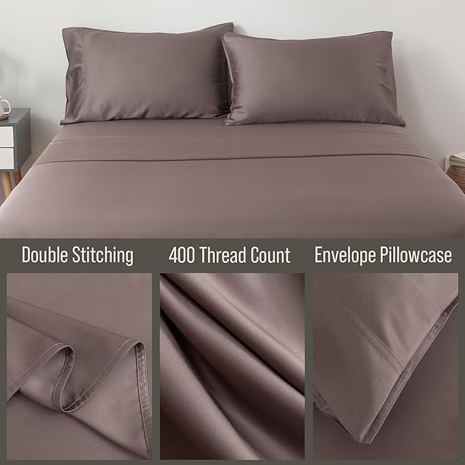 Bella Coterie | Luxury Bamboo Standard Size Pillowcase Set | 100% Organically Grown Bamboo Viscose | Ultra Soft | Cooling | 2 Pcs [Mocha]