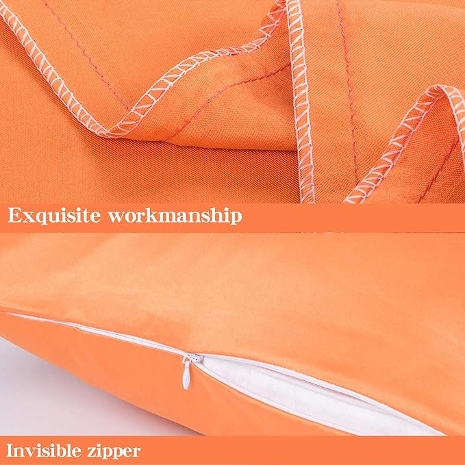 NTBAY Zippered Satin Pillow Cases for Hair and Skin, Luxury Standard Hidden Zipper Pillowcases Set of 2, 20x26 Inches, Orange