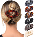 Mesovor 6 Pack Flat Hair Claw Clips, 4.33" Nonslip Large Round Lay Flat Hair Clips | Strong Hold French Flat Hairclips for Lying Down, Yoga, Driving (Tortoise Colorful)
