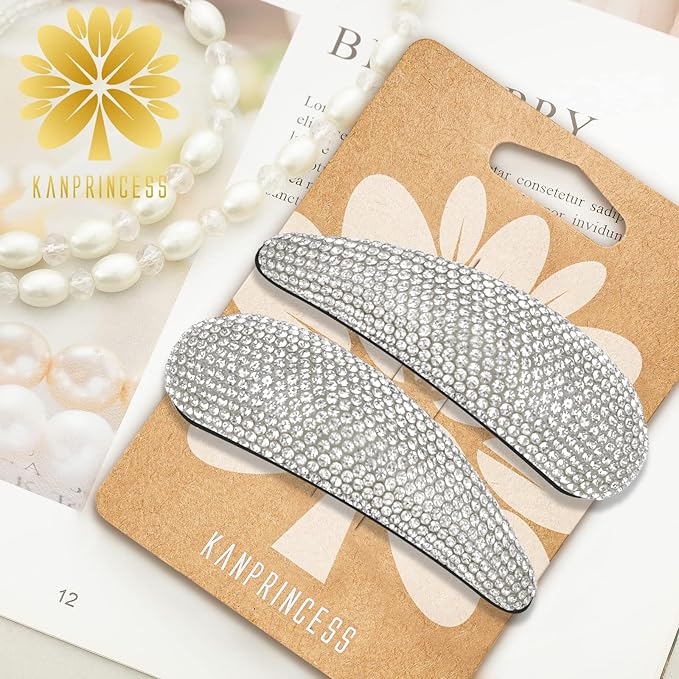 2PCS Rhinestone Hair Clips,Snap Hair Accessories,Decorative Hair Clips,Rhinestone Barrettes For Women Girls(SET13)