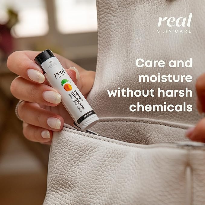 Organic Lip Balm With Coconut Oil | Handmade In the USA | Sweet Tangerine 4-Pack | Natural Lip Balm | Coconut Oil Lip Balm for Dry & Cracked Lips | Beeswax Lip Balm | 4 Lip Balm Pack