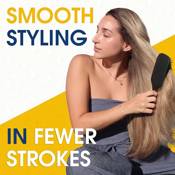 Giorgio Detangling Paddle Brush - Large Air Cushion Paddle Brush with Ball Tip Tourmaline Bristles - Anti Static Hair Care Tool for Men and Women, Wet or Dry - Black