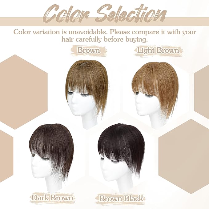 Human Hair Toppers for Women - 150% Density Clip In Hair Topper with Bangs U Shape 10 Inch Toppers Hairpieces for Women Perfect for Thinning Hairr Ideal for Daily Use Brown Black