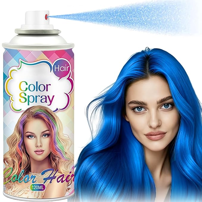 Temporary Hair Color Spray, Temporary Hair Dye Washable & Non-Sticky for Kids Women Men, Gentle Formula Hair Color Dye Pomades Natural Hair Dye for Halloween, Cosplay, Party Makeup(Blue)