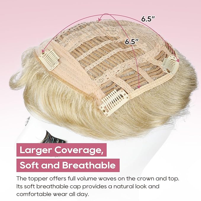 REECHO Hair Topper, Short Wiglet Hair Topper for Women with Thinning Large Coverage Synthetic Top Crown Hairpiece for Women - Golden Blonde