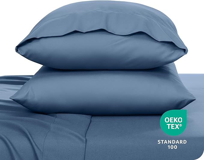 Bare Home Microfiber Pillow Cases - Standard Size Set of 2 - Cooling Pillowcases - Double Brushed - Easy Care - Envelope Closure (Standard Pillowcase Set of 2, Coronet Blue)