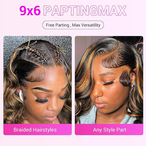 36 Inch Ombre Lace Front Wigs Human Hair Pre Plucked 1B/30 9x6 HD Lace Highlight Lace Fron Wigs Body Wave Lace front Human Hair Wig Glueless Colored Wig…