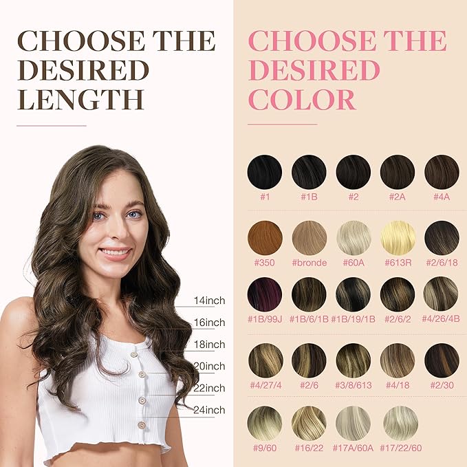 GOO GOO Tape in Hair Extensions Human Hair, 2/6 Dark Brown Highlighted Chestnut Brown, 16inch 50g 20pcs, Skin Weft Seamless Invisible, Silky Straight with Thick Ends, Remy Human Hair